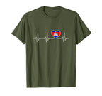 Cambodia Love Heartbeat And Cambodian T-Shirt - Graphic Print Men Women