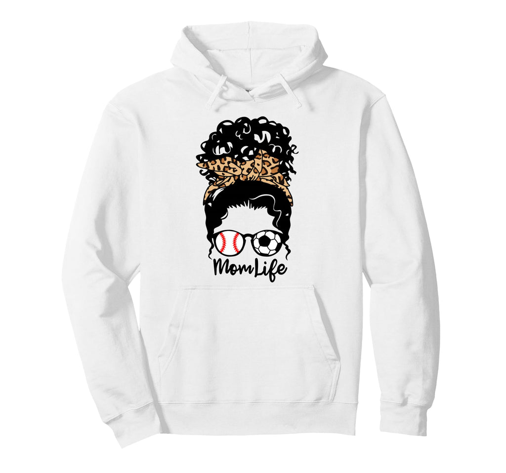 Mom Life Messy Bun Curly Hair Hoodie - Casual Everyday Wear Men Women