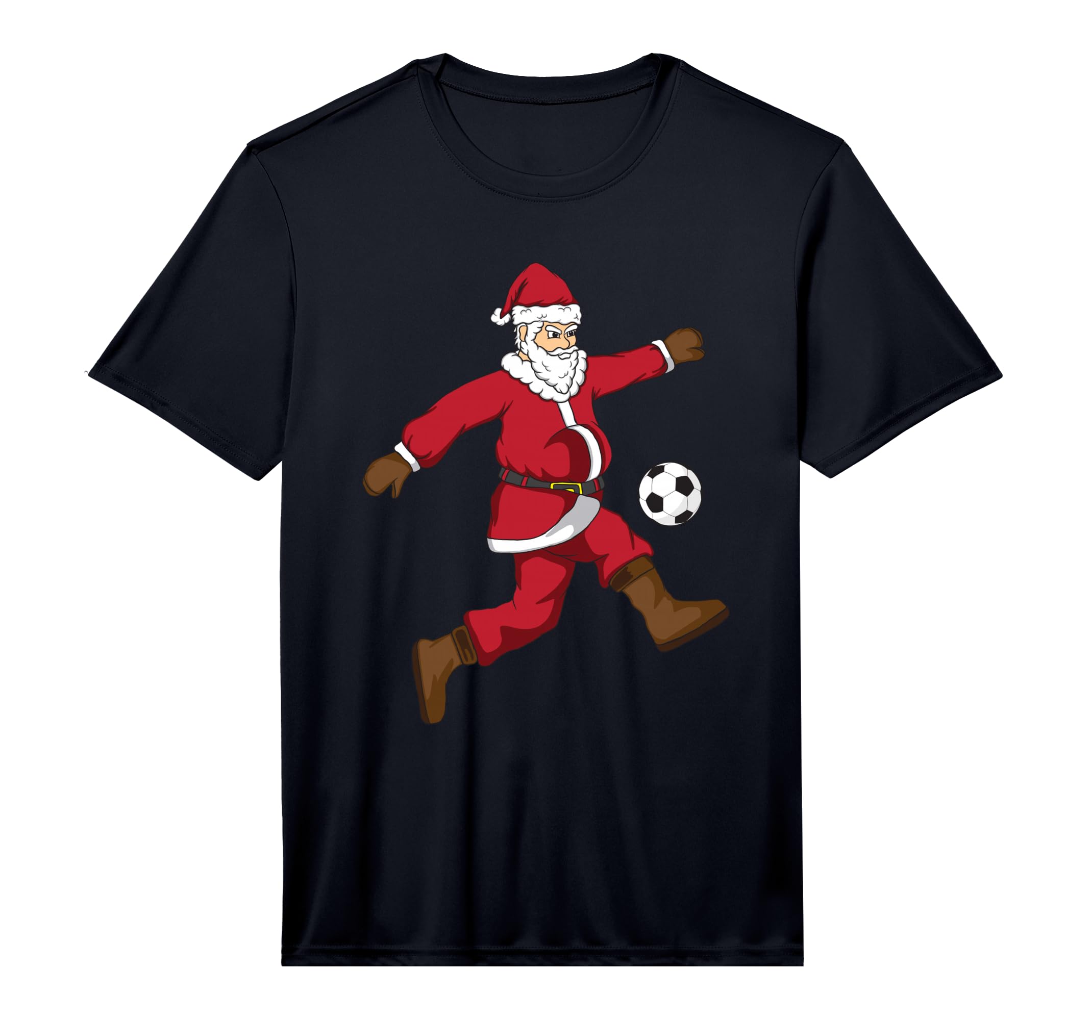 Santa Claus Playing Soccer Funny Football T-Shirt - Graphic Print Unisex
