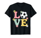 Colorful Love Soccer Floral Accents T-Shirt - Minimalist Print Unisex