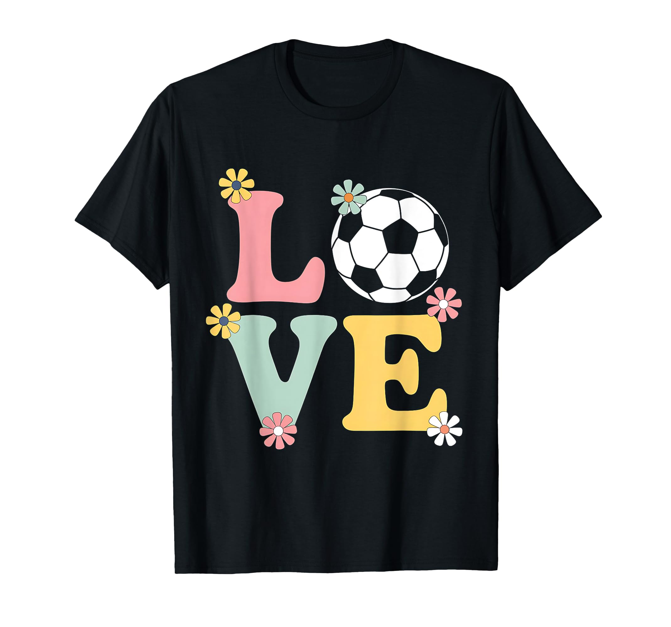 Colorful Love Soccer Floral Accents T-Shirt - Minimalist Print Unisex