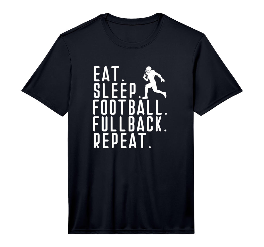 Eat Sleep Fullback Repeat Player T-Shirt - Minimalist Print for Adults