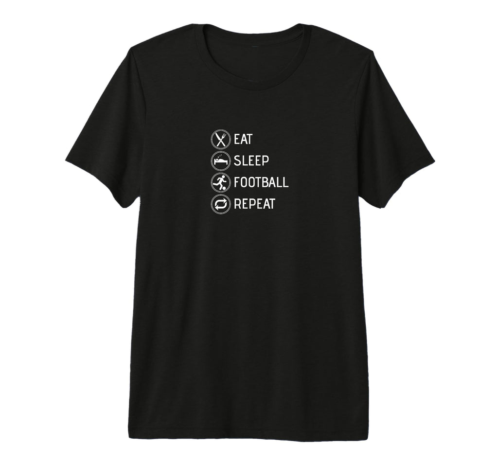 Eat Sleep Football Repeat Soccer Player T-Shirt - Trendy Graphic Unisex