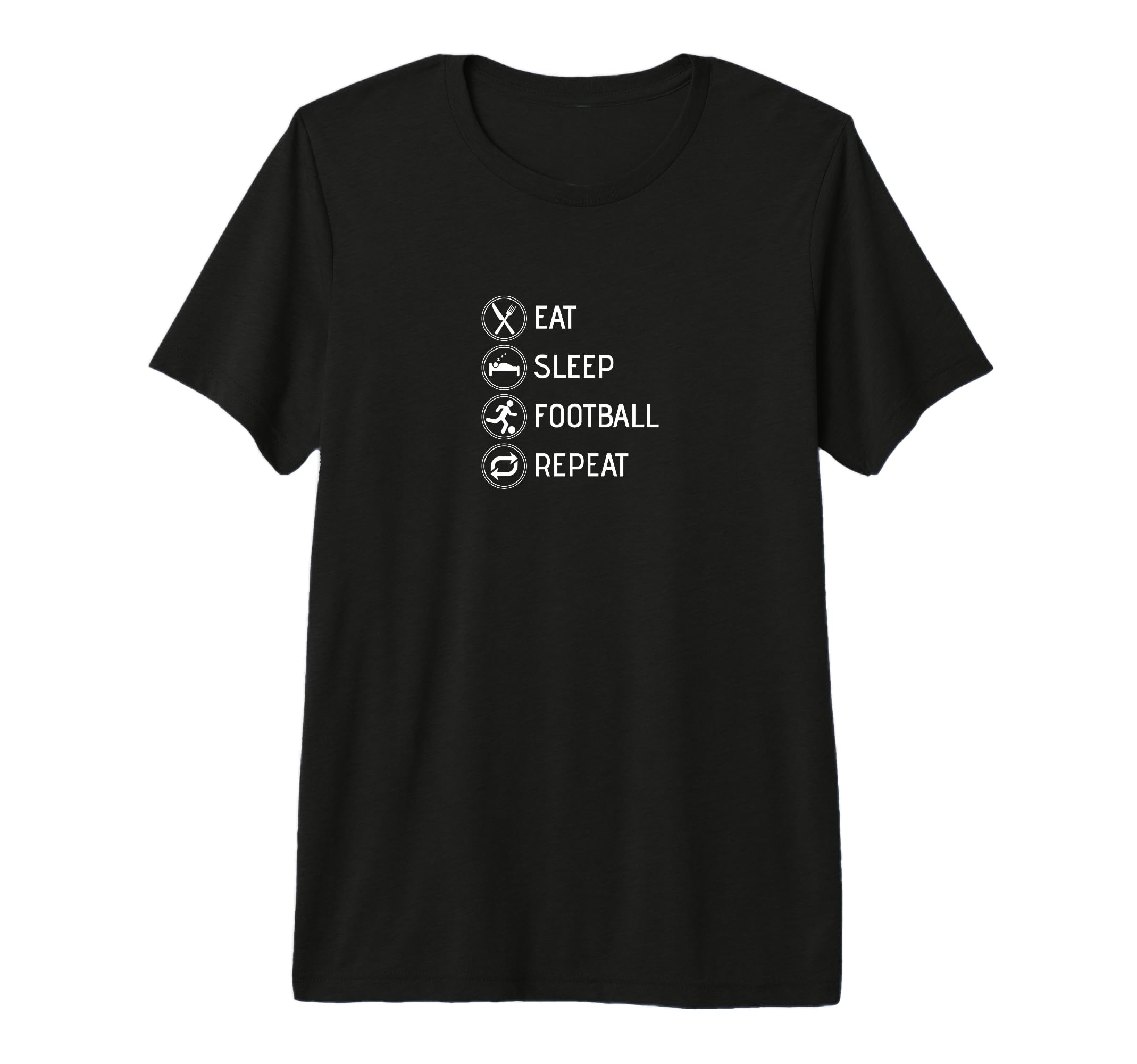 Eat Sleep Football Repeat Soccer Player T-Shirt - Trendy Graphic Unisex