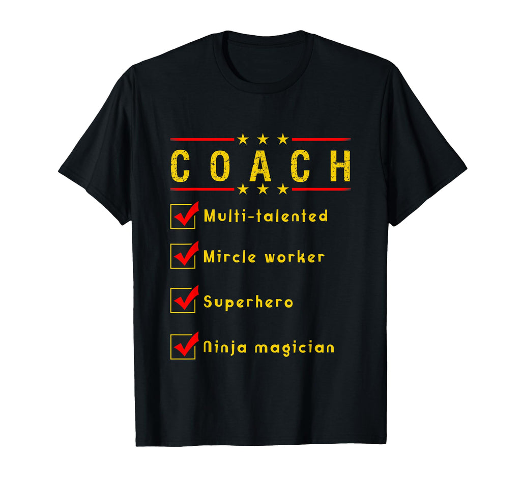 Sports Lover Talented Coach Checklist T-Shirt - Fun Novelty Design Unisex