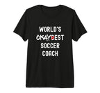 Worlds Okayest Soccer Coach Funny T-Shirt - Novelty Apparel for Adults