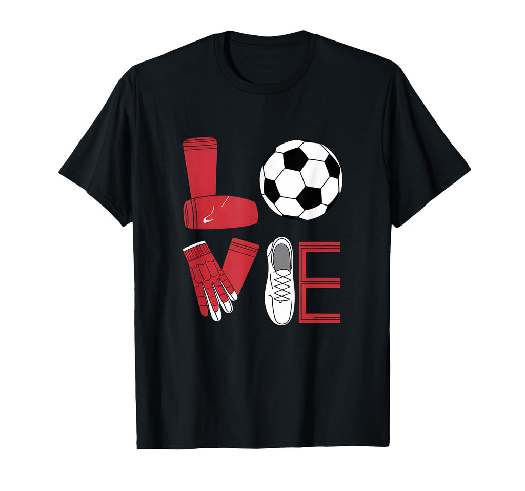 Love Soccer Heart Valentine Sports Fan T-Shirt - Graphic Print Men Women