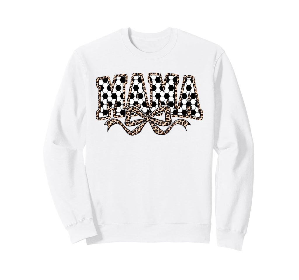Leopard Soccer Mama Coquette Bow Sweatshirt - Graphic Print for Adults