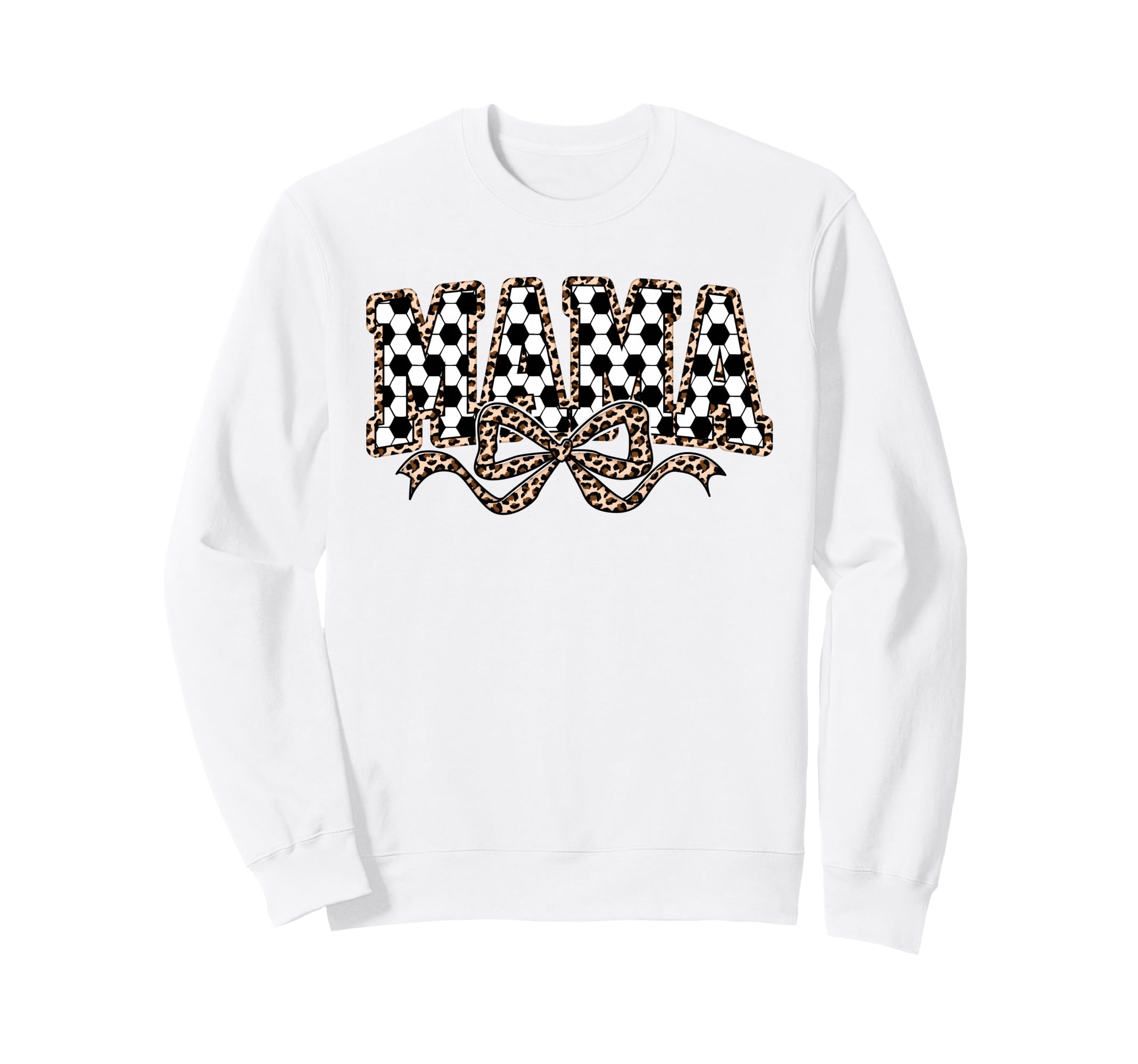 Leopard Soccer Mama Coquette Bow Sweatshirt - Graphic Print for Adults