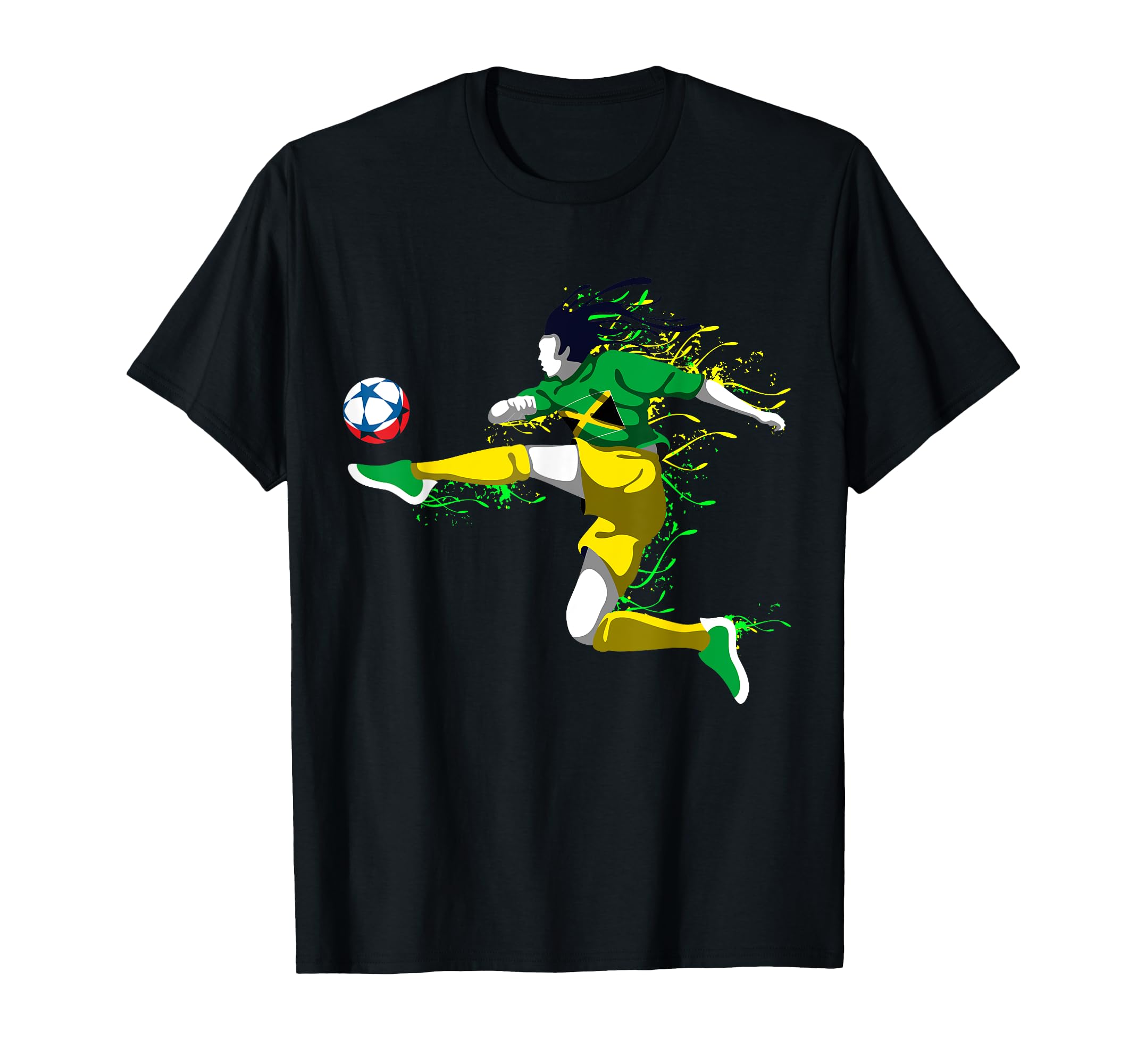 Jamaica Soccer Team Jamaican Flag Football T-Shirt - Graphic Print Unisex