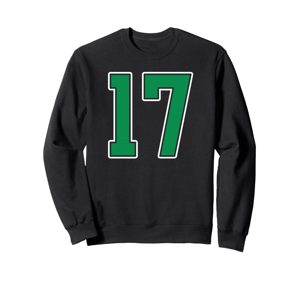 Kelly Green White Number 17 Jersey Sweatshirt - Trendy Graphic for Adults
