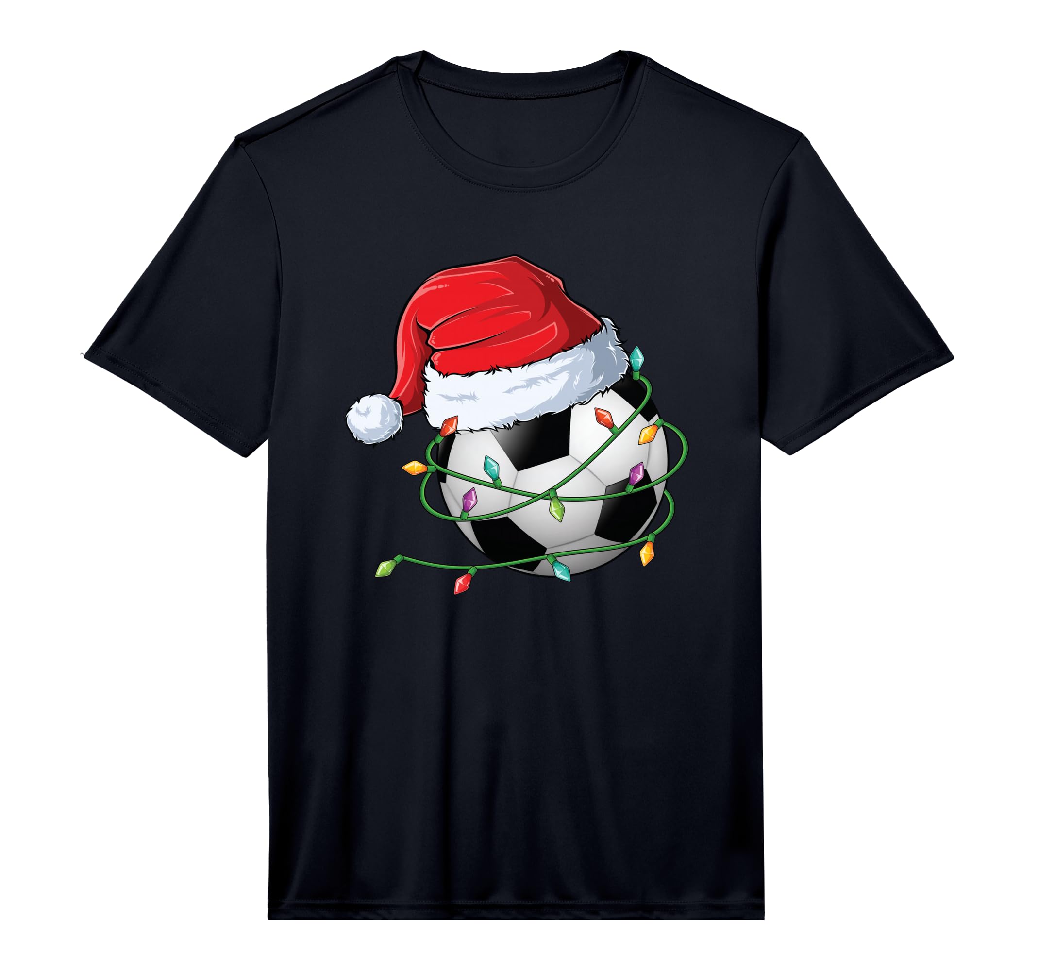 Soccer Santa Hat Wrapped Holiday T-Shirt - Streetwear Style for Adults