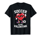 Soccer Heart Valentines Day Love T-Shirt - Graphic Print for Adults