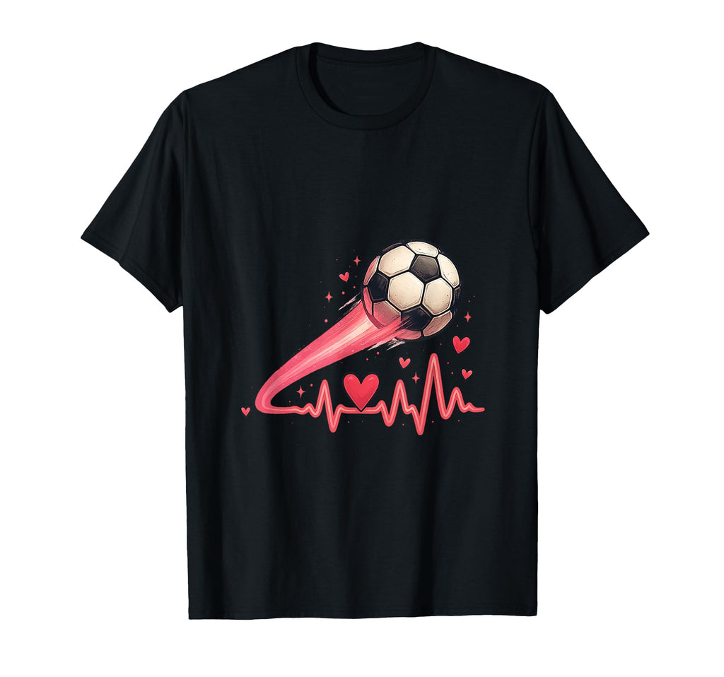 Soccer Heartbeat Motion Energy Art T-Shirt - Casual Everyday Wear Unisex