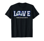 Cartoon Soccer Ball Blue White Fans T-Shirt - Unique Graphic for Adults