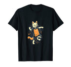 Cat Playing Soccer Player Coach T-Shirt - Fun Novelty Design Men Women