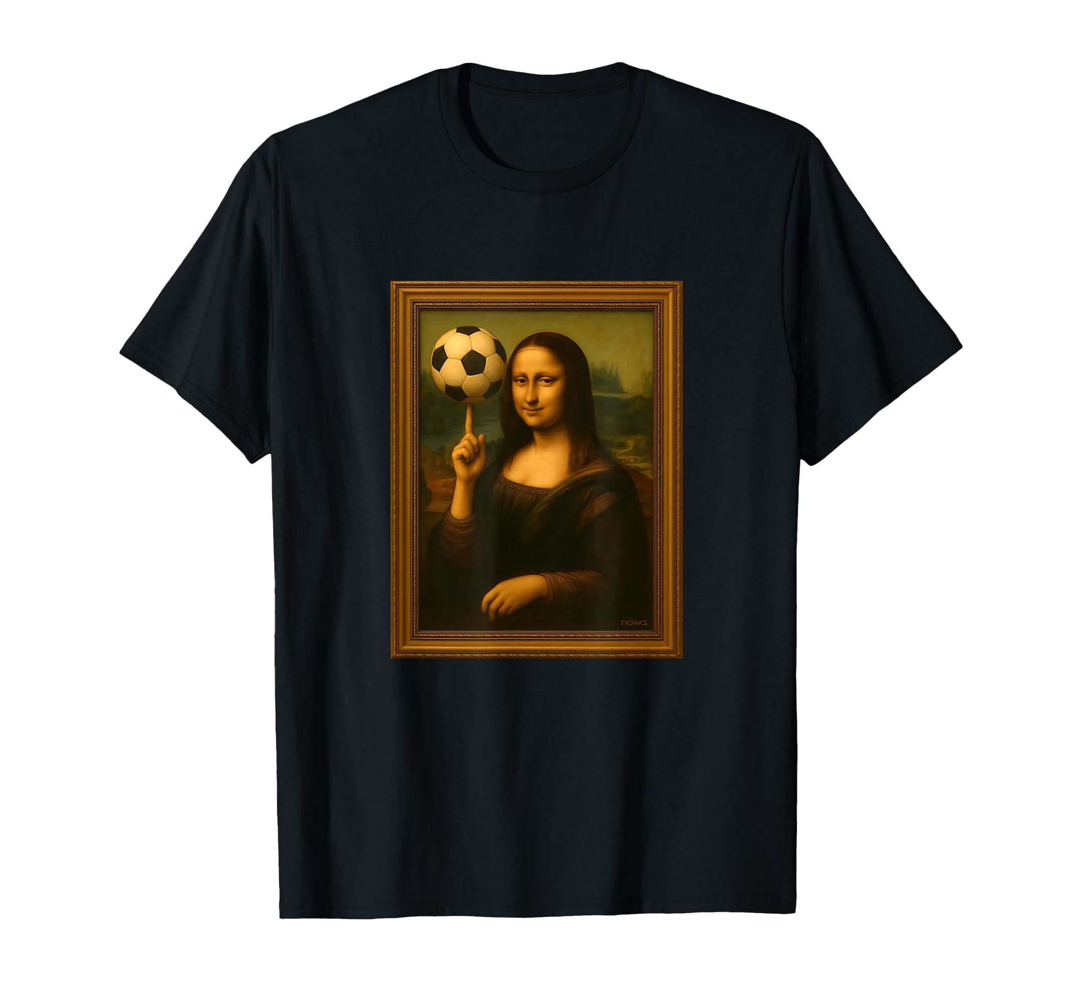 Mona Lisa Loves Soccer Spinning Ball Her T-Shirt - Custom Art Print Unisex