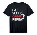 Eat Sleep Game Repeat Video Game T-Shirt - Minimalist Print Unisex