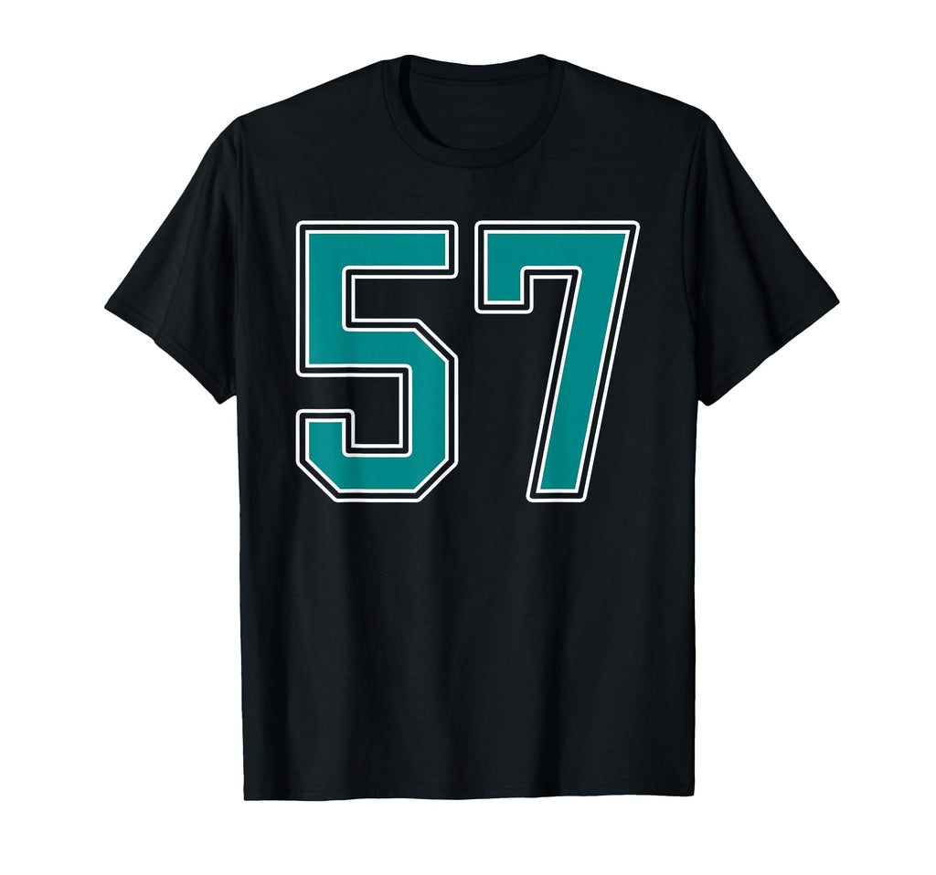 Teal And White Number 57 Jersey T-Shirt - Aesthetic Graphic Men Women