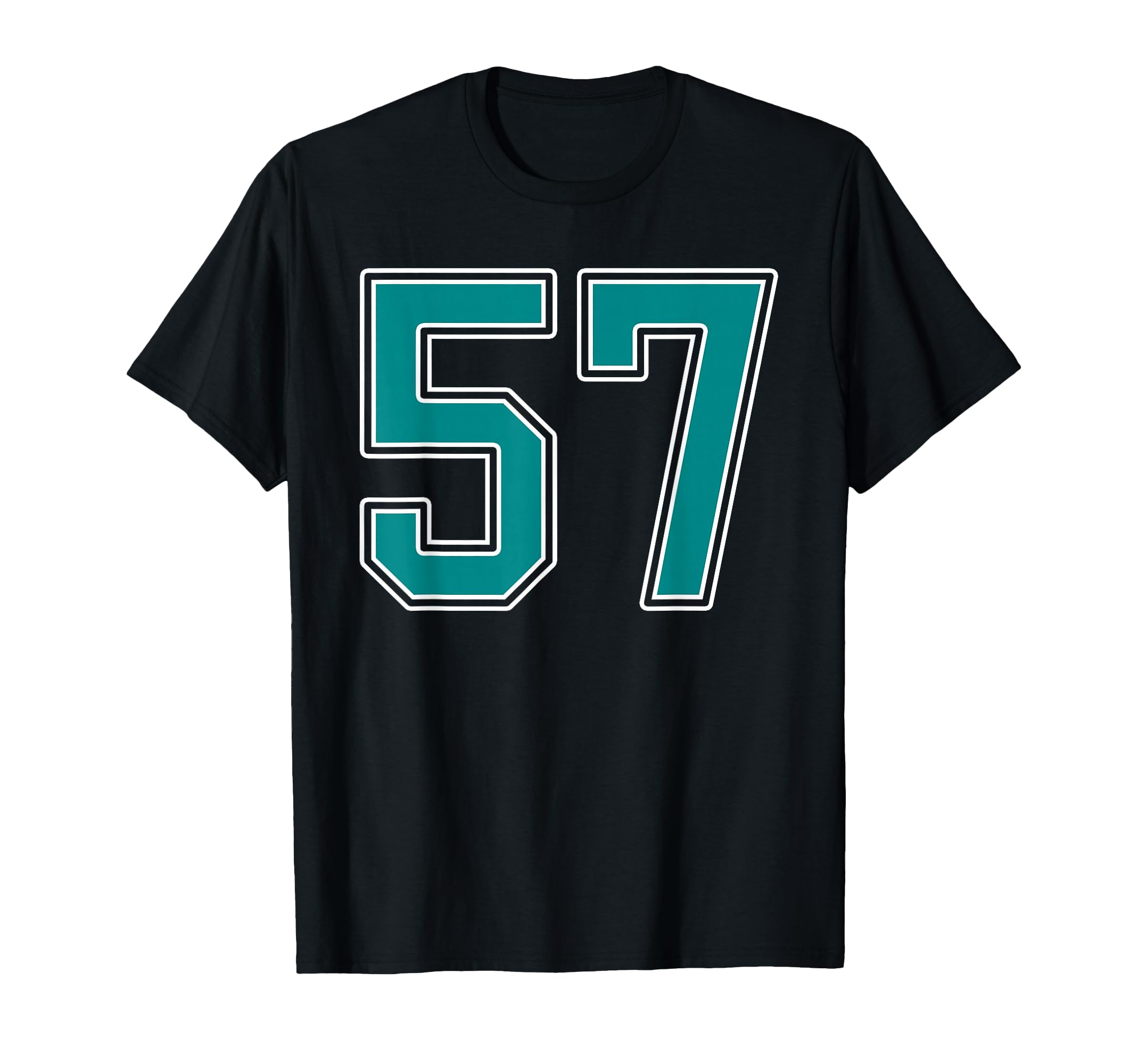 Teal And White Number 57 Jersey T-Shirt - Aesthetic Graphic Men Women