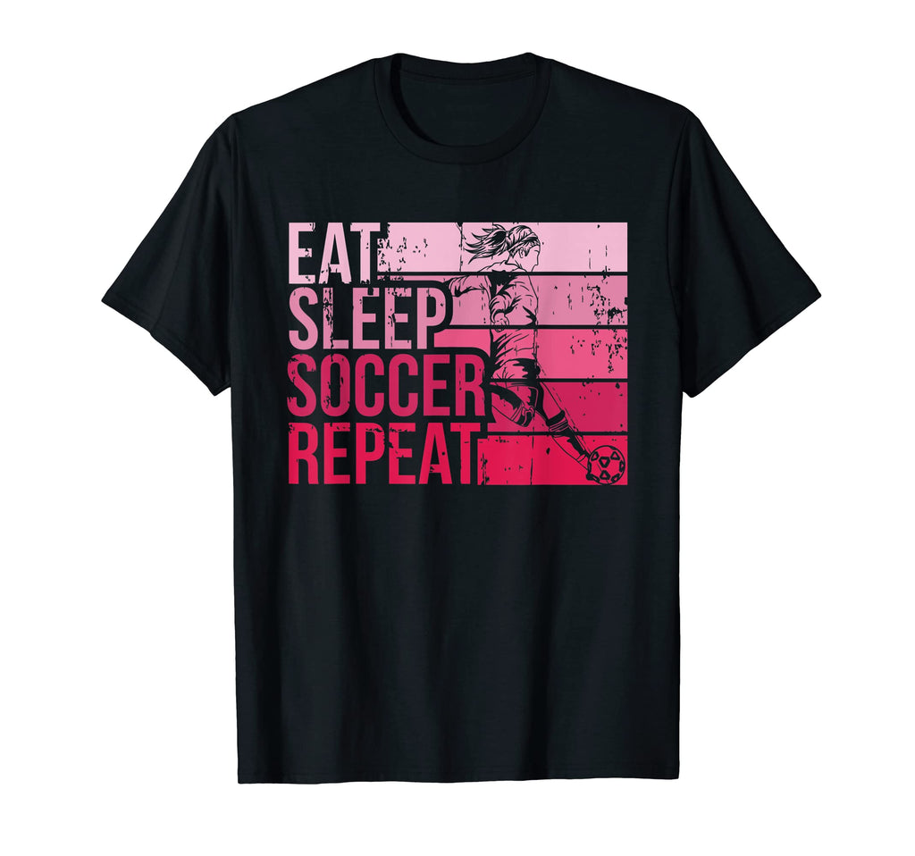Eat Sleep Soccer Repeat Funny T-Shirt - Fun Novelty Design Unisex