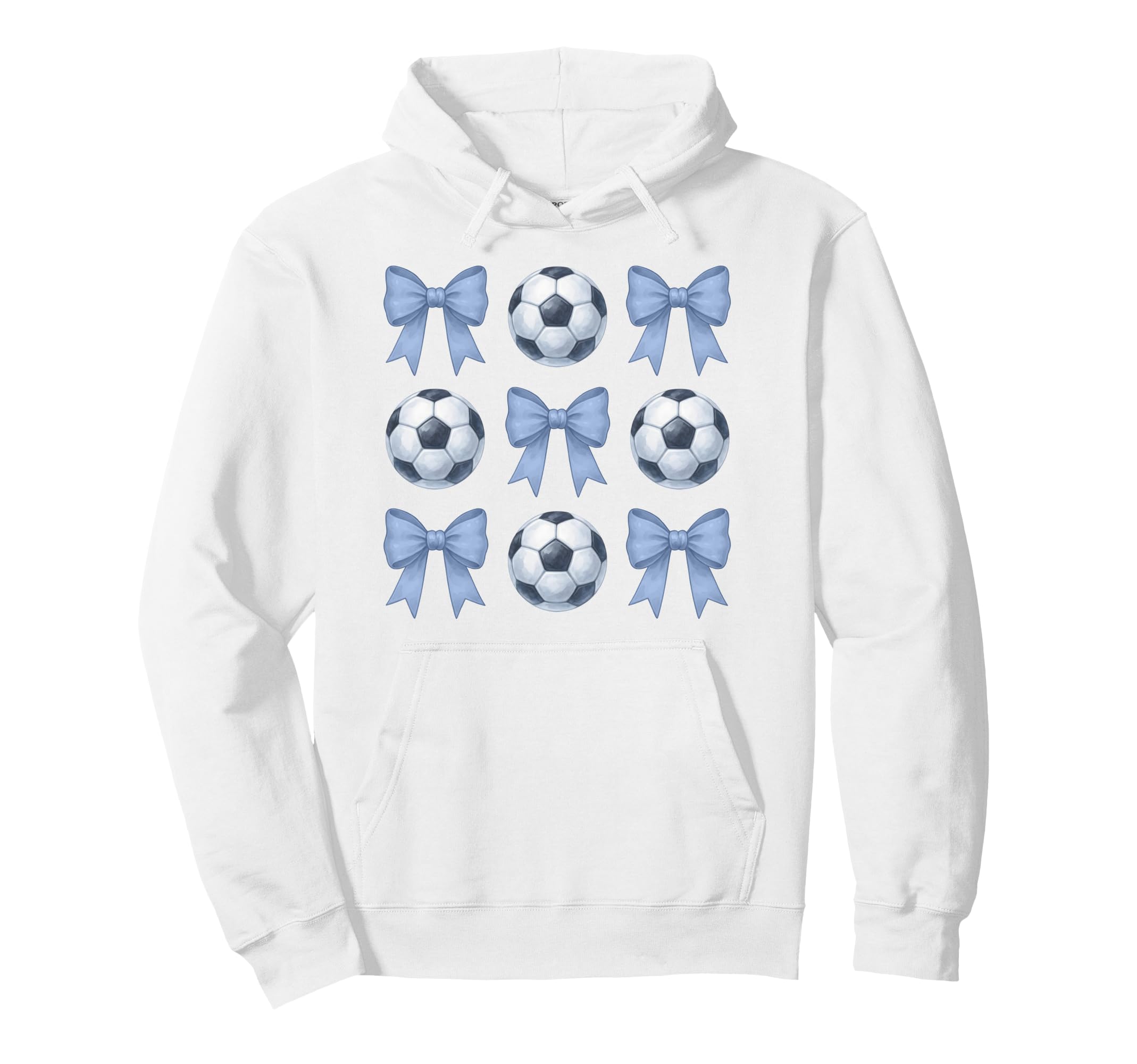 Soccer Coquette Toile Blue Bow Soccer Mom Hoodie - Aesthetic Graphic Unisex