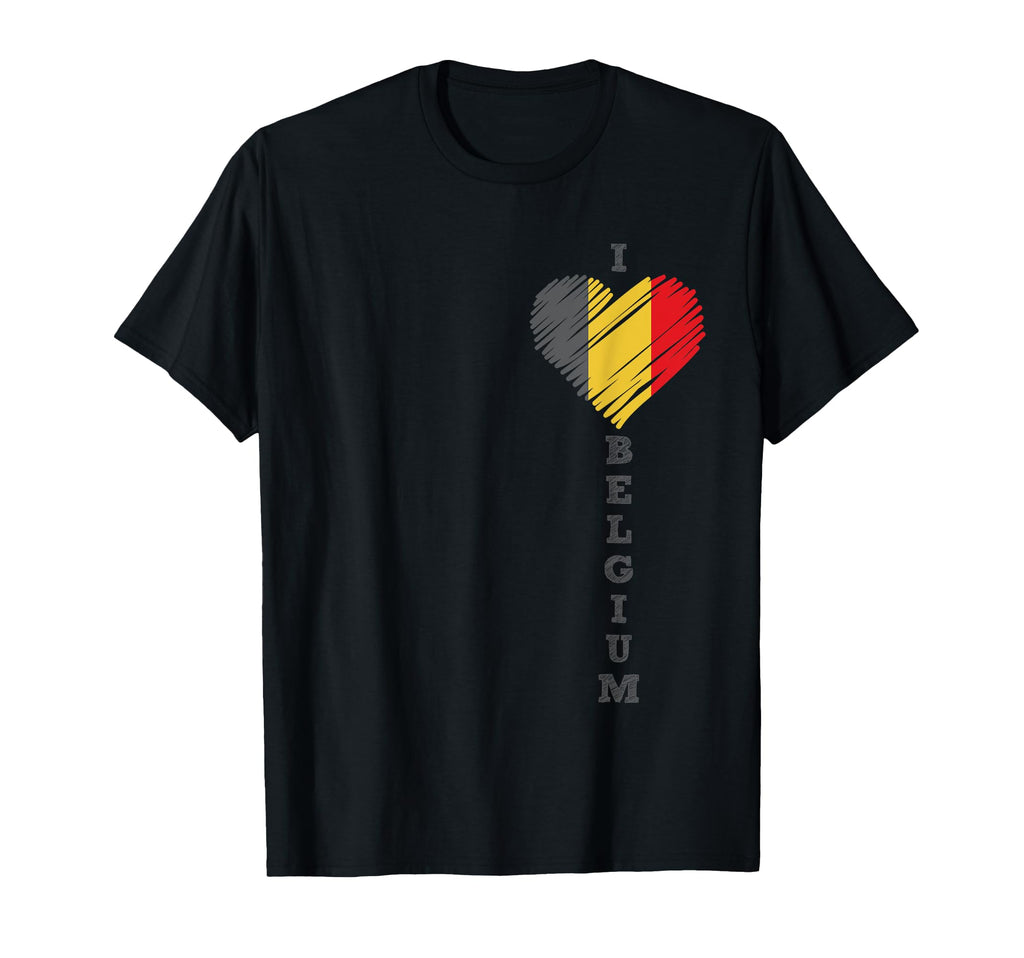 I Love Belgium Heart World Sports Football T-Shirt - Graphic Print Unisex