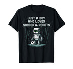 Just Who Loves Soccer Robots Ball Play T-Shirt - Aesthetic Graphic Unisex