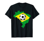 Brazil Map Flag Brazilian Fan Soccer T-Shirt - Custom Art Print Men Women