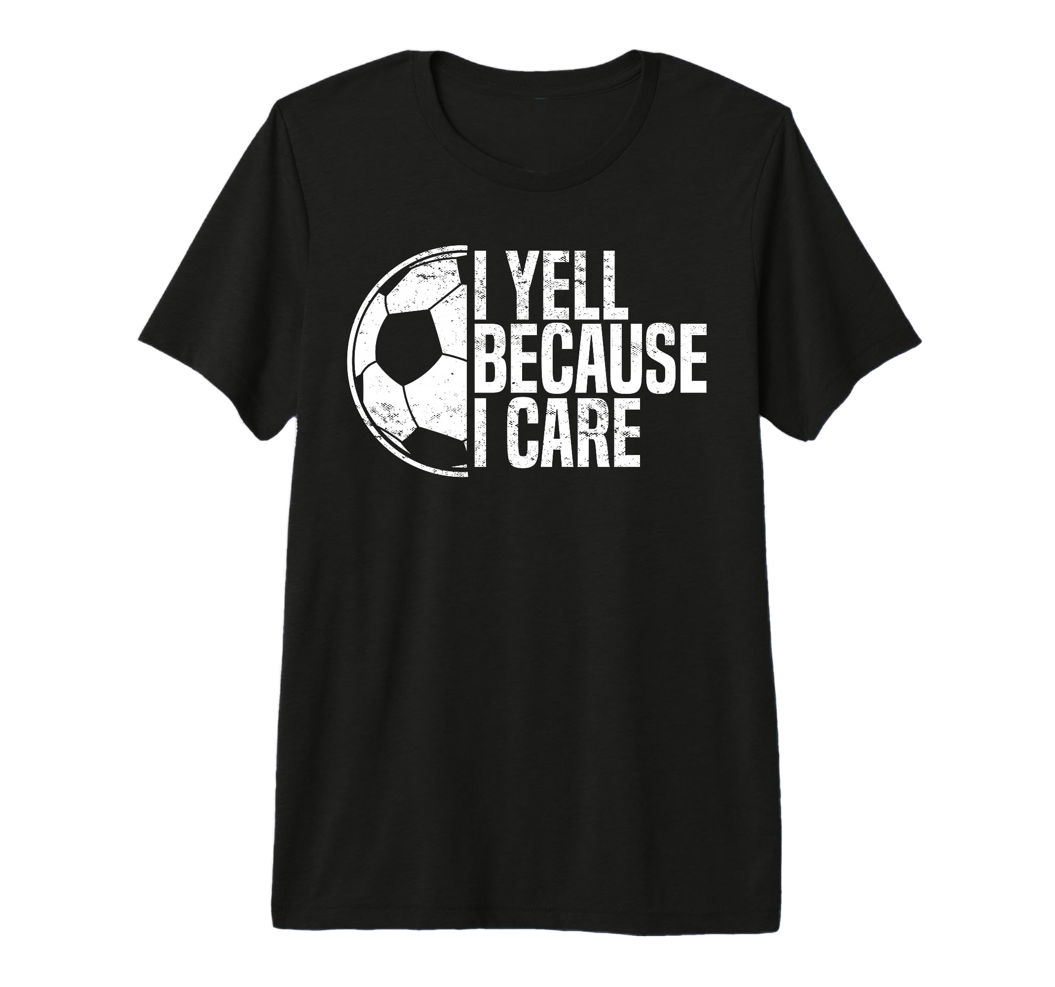 Mens Funny Soccer Fan I Yell Because T-Shirt - Minimalist Print for Adults