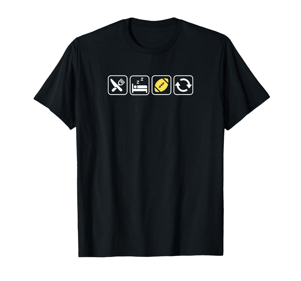 Eat Sleep Football Repeat Fun Football T-Shirt - Graphic Print Men Women