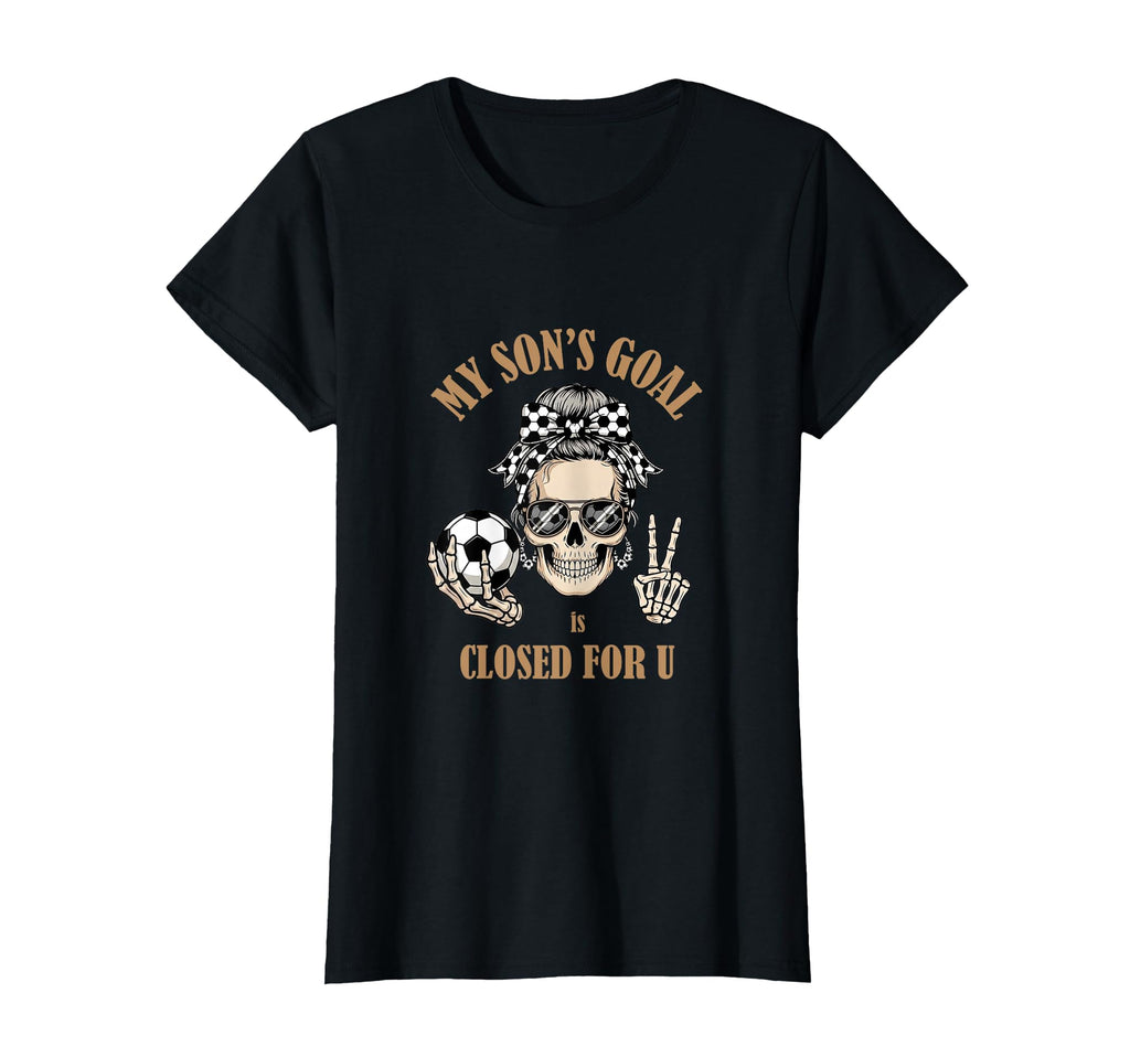 Funny Skeleton Messy Bun Soccer Mommy T-Shirt - Unique Graphic Men Women