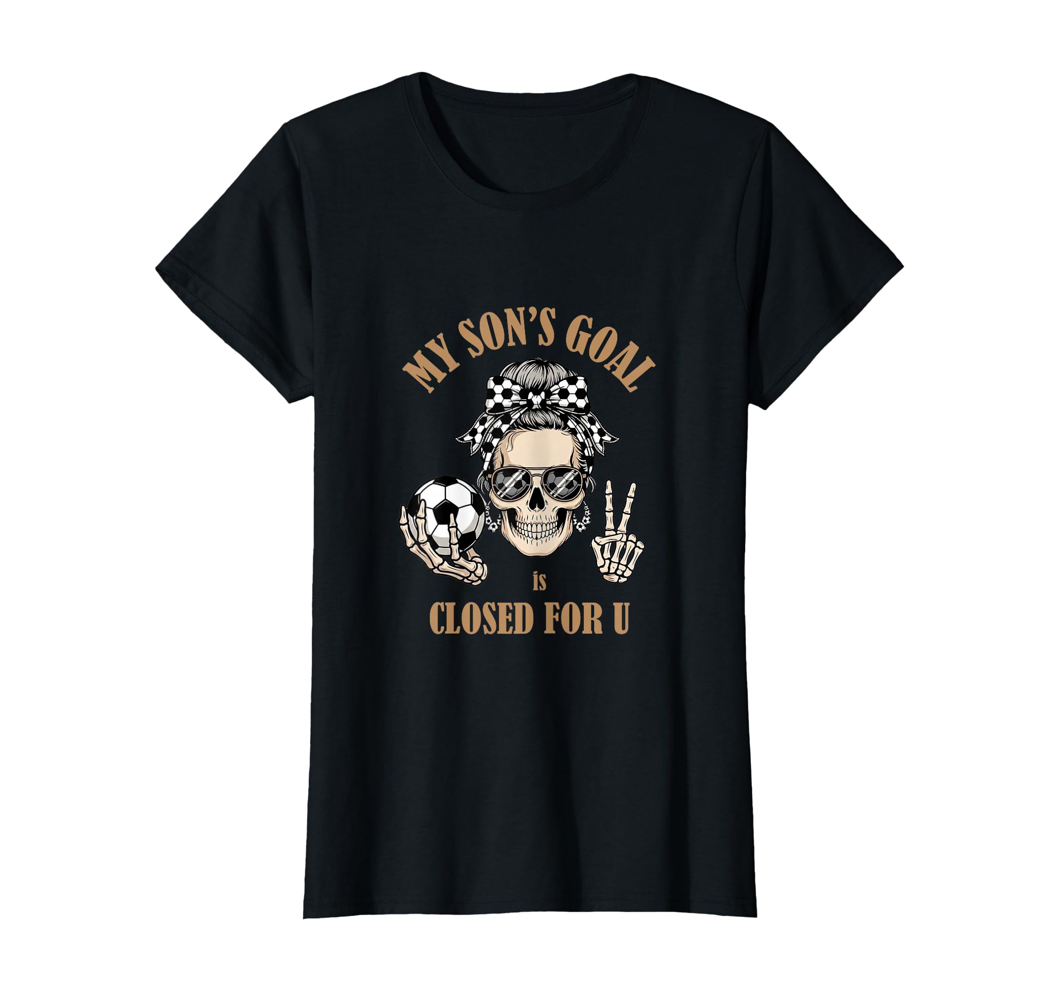 Funny Skeleton Messy Bun Soccer Mommy T-Shirt - Unique Graphic Men Women