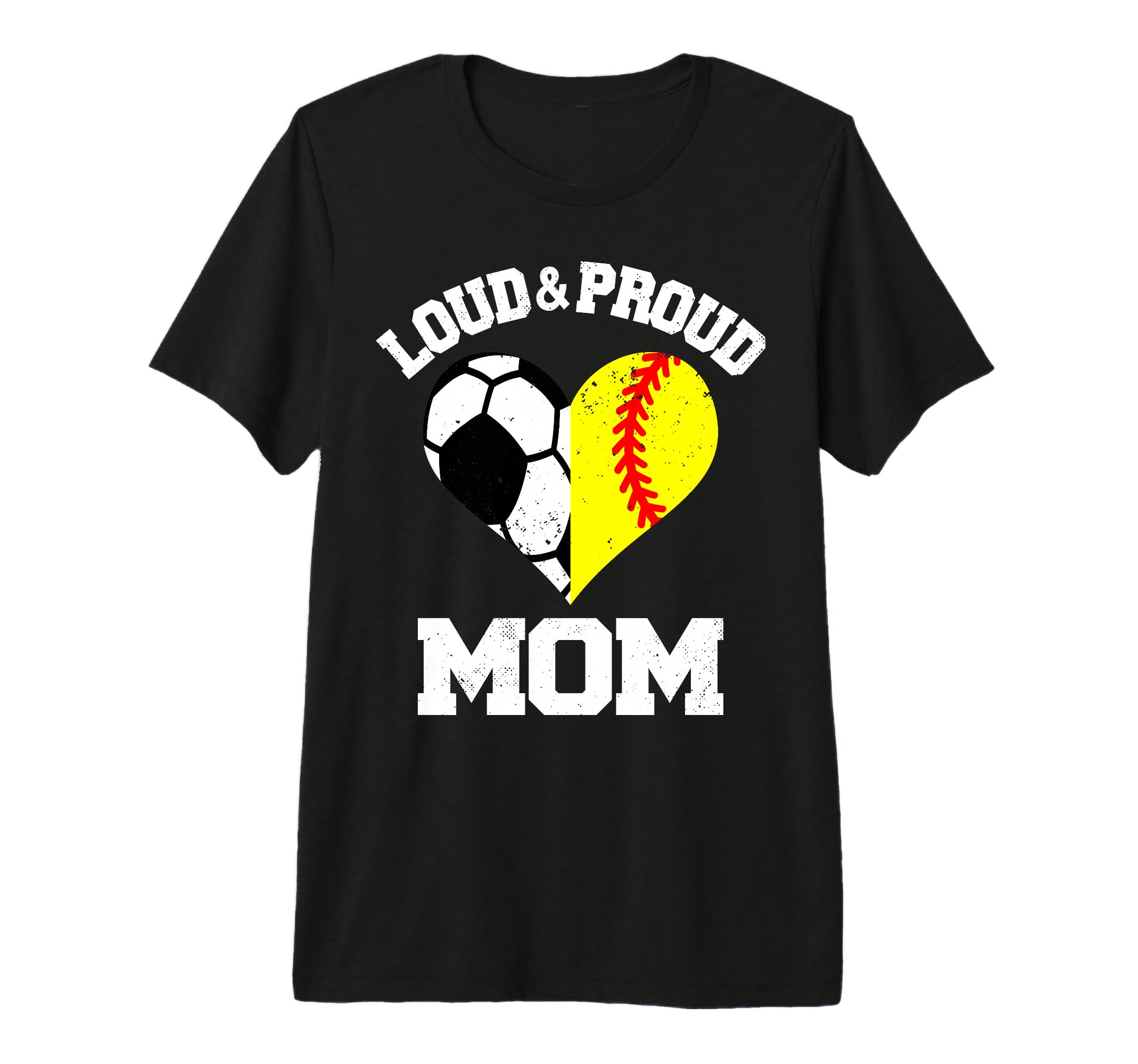 Loud Proud Mom Soccer Softball Heart T-Shirt - Streetwear Style Unisex