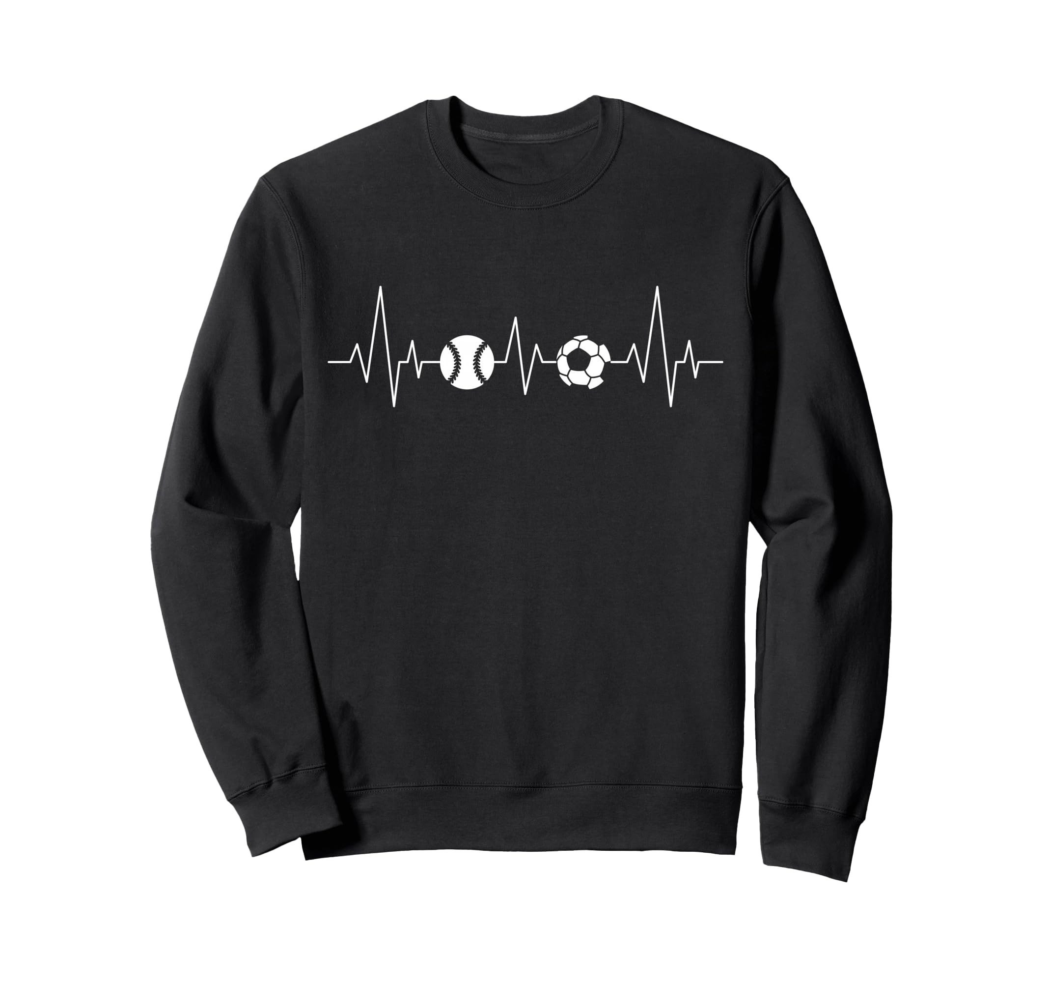 Soccer Baseball Heartbeat Sweatshirt - Casual Everyday Wear for Adults