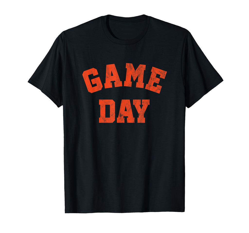 Football Game Day Orange Text T-Shirt - Trendy Graphic Men Women