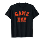Football Game Day Orange Text T-Shirt - Trendy Graphic Men Women