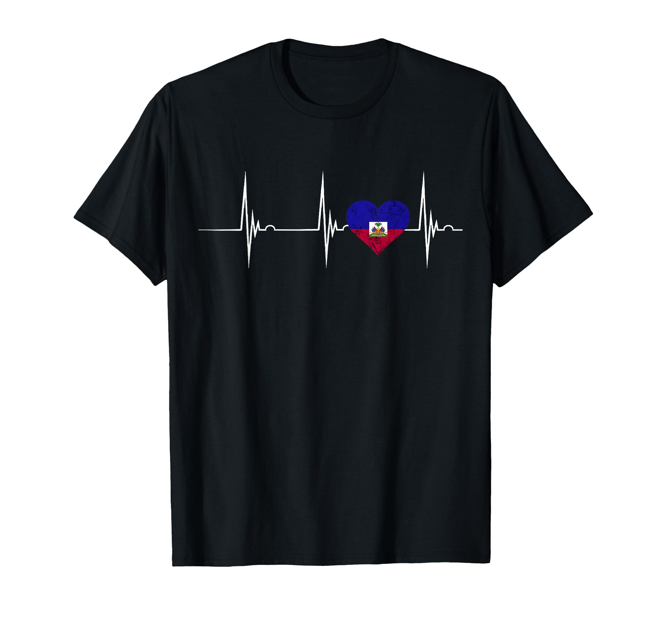 Haiti Heart Haitian Heartbeat Ekg T-Shirt - Casual Everyday Wear Men Women