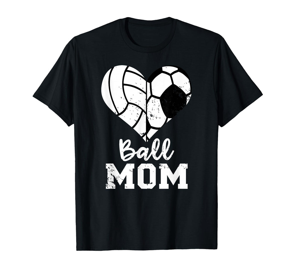 Ball Mom Heart Funny Soccer T-Shirt - Minimalist Print for Adults