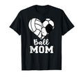 Ball Mom Heart Funny Soccer T-Shirt - Minimalist Print for Adults
