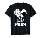 Ball Mom Heart Funny Soccer T-Shirt - Minimalist Print for Adults