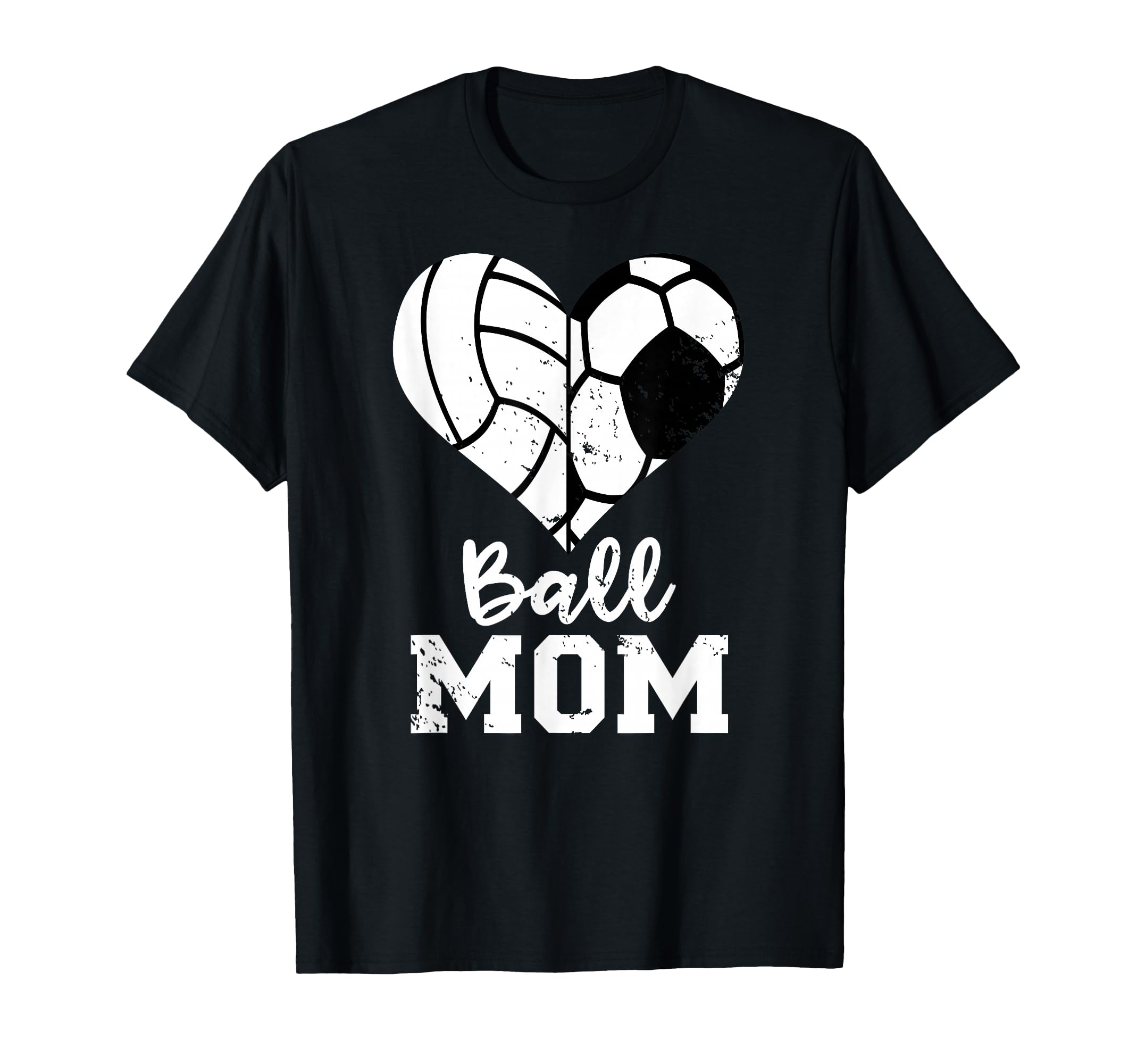 Ball Mom Heart Funny Soccer T-Shirt - Minimalist Print for Adults