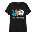 Soccer Lovers Peace Love Soccer T-Shirt - Casual Everyday Wear Men Women