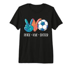 Soccer Lovers Peace Love Soccer T-Shirt - Casual Everyday Wear Men Women