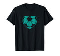 Soccer Ball Teal Heart Mom Fan T-Shirt - Aesthetic Graphic for Adults