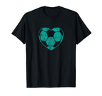 Soccer Ball Teal Heart Mom Fan T-Shirt - Aesthetic Graphic for Adults