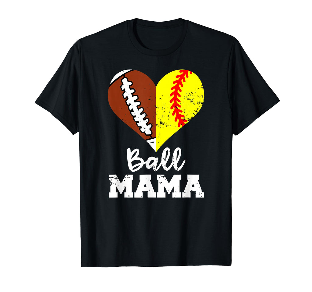 Ball Mama Funny Football Softball T-Shirt - Minimalist Print for Adults