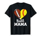 Ball Mama Funny Football Softball T-Shirt - Minimalist Print for Adults