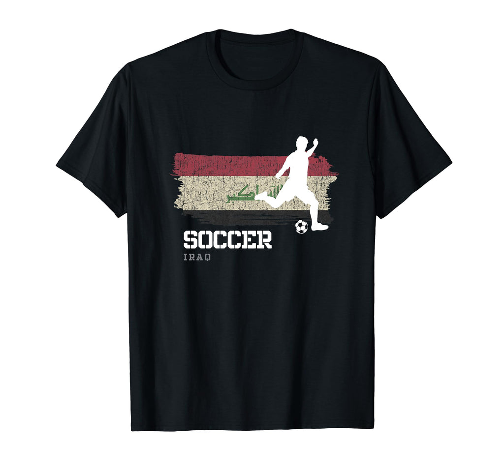 Soccer Iraq Flag Football Team T-Shirt - Casual Everyday Wear Men Women