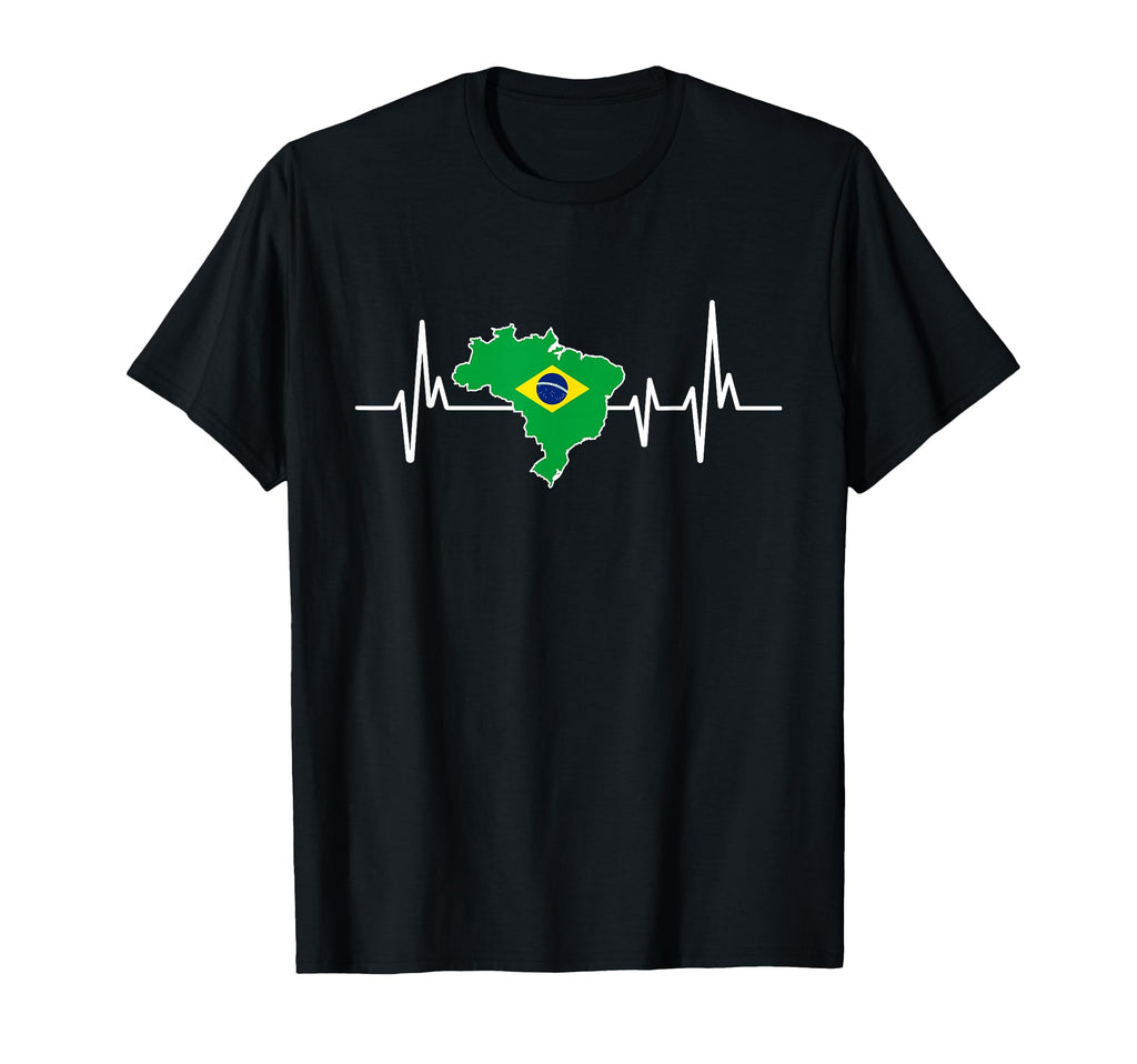 Heartbeat Brazilian Flag Brazil T-Shirt - Aesthetic Graphic for Adults